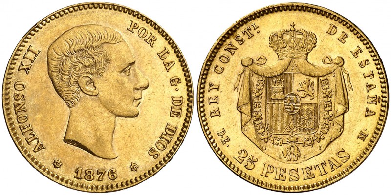 1876*1876. Alfonso XII. DEM. 25 pesetas. (Cal. 1). 8,01 g. EBC.