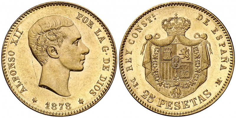 1878*1878. Alfonso XII. DEM. 25 pesetas. (Cal. 4). 8,05 g. EBC.