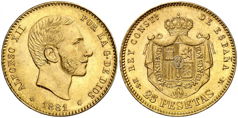 1881*1881. Alfonso XII. MSM. 25 pesetas. (Cal. 14). 8,05 g. EBC+.