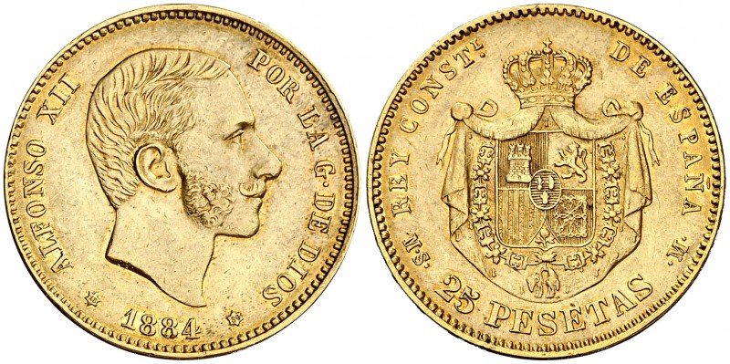 1884*1884. Alfonso XII. MSM. 25 pesetas. (Cal. 19). 8,05 g. Parte de brillo orig...