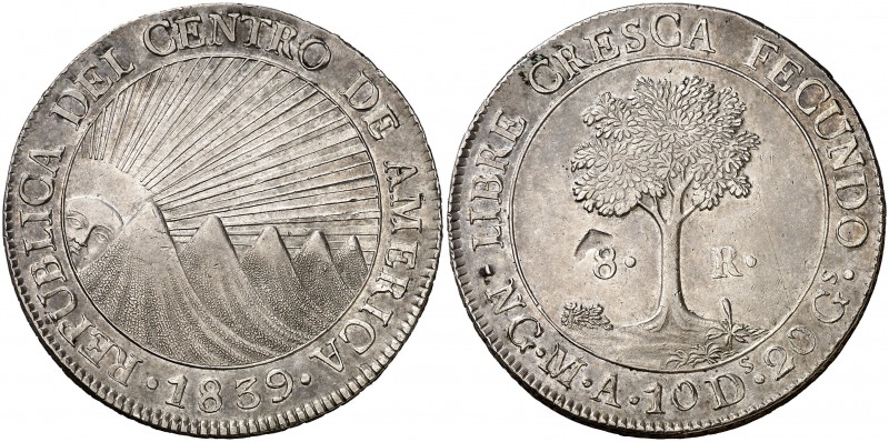 1839/7. República Centroamericana. Guatemala. MA/BA. 8 reales. (Kr. 4). 26,91 g....