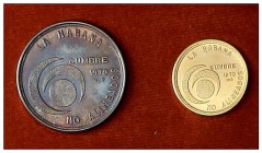 1979. Cuba. 20 (AG) y 100 (AU) pesos. (Kr. 44 y 45). Cumbre de Paises No Alineados. En estuche oficial con certificado. S/C.