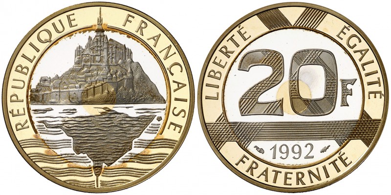 1992. Francia. Monnaie de París. 20 francos. (Fr. 632b) (Kr. 1008.2a). 12,66 g. ...