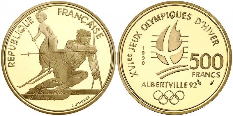 1990. Francia. Monnaie de París. 500 francos. (Fr. 617) (Kr. 988). 17 g. AU. XVI...