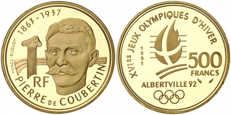 1991. Francia. Monnaie de París. 500 francos. (Fr. 621) (Kr. 1000). 17 g. AU. XV...