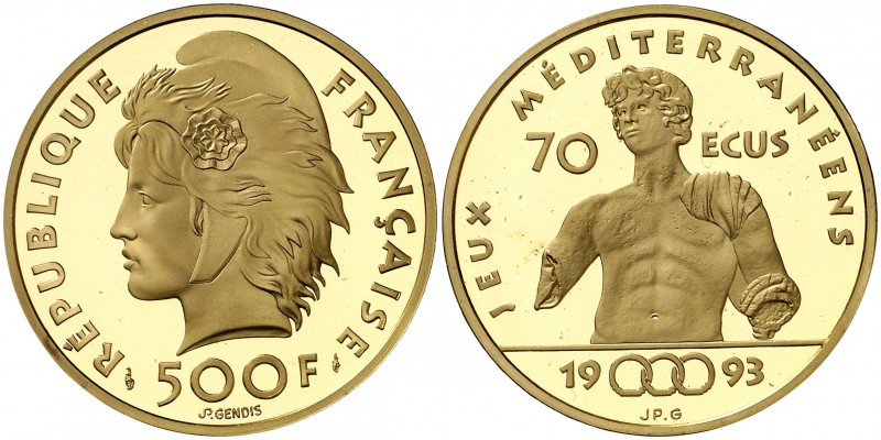 1993. Francia. Monnaie de París. 500 francos (70 ecus). (Fr. 625b) (Kr. 1033). 1...