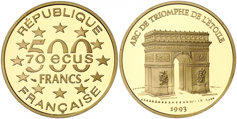 1993. Francia. Monnaie de París. 500 francos (70 ecus). (Fr. 624b) (Kr. 1034). 1...