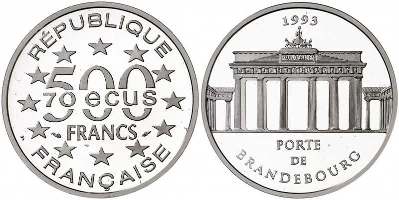 1993. Francia. Monnaie de París. 500 francos (70 ecus). (Fr. 625a) (Kr. 1035a). ...