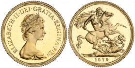 1979. Inglaterra. Isabel II. 1 libra. (Fr. 418) (Kr. 919). 8 g. AU. En estuche oficial. Proof.