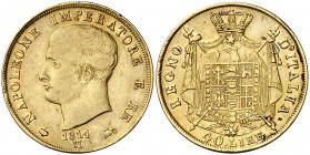 1814. Italia. Napoleón. M (Milán). 40 liras. (Fr. 5). 12,86 g. AU. Golpecitos. MBC/MBC+.