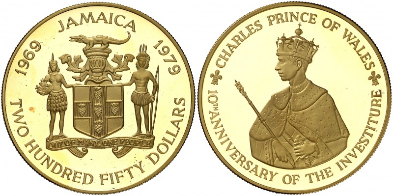 1979. Jamaica. Isabel II. 250 dólares. (Fr. 11) (Kr. 83). 43,22 g. AU. 10 Aniver...
