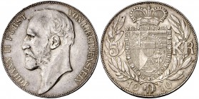 1910. Liechtenstein. Príncipe Juan II. 5 coronas. (Kr. 4). 24 g. AG. Golpecito canto. EBC-.