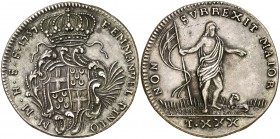 1757. Orden de Malta. Emmanuel Pinto. 30 tari. (Kr. 256). 29,42 g. CU. Buen ejemplar. Rara. MBC+.