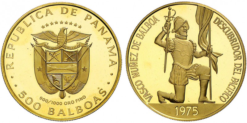 1975. Panamá. FM (Franklin Mint). 500 balboas. (Fr. 2) (Kr. 42). 41,70 g. AU. Va...