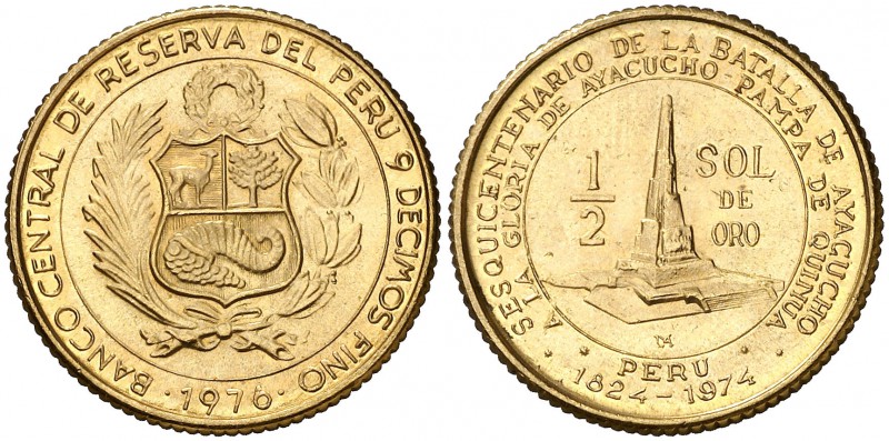 1976. Perú. Lima. 1/2 sol de oro. (Fr. 96) (Kr. 268). 9,34 g. AU. 150 aniversari...