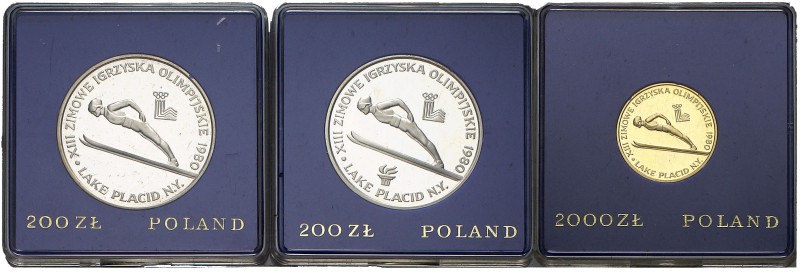 1980. Polonia. 200 (dos) y 2000 zlotych. (Kr. 111(AU) y 110.1 y 2). AG. 17,60 g....