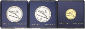 1980. Polonia. 200 (dos) y 2000 zlotych. (Kr. 111(AU) y 110.1 y 2). AG. 17,60 g. y AU 8 g. Lote de 3 monedas, en las de 200 zlotych, una con antorcha ...