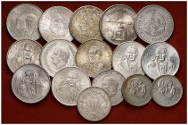 1920-1979. México. Lote de 37 monedas de diferentes valores, la mayoría en plata. Imprescindible examinar. MBC/S/C.