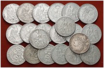 1880-1934. Perú. Lima. 5 pesetas y 1 sol (cincuenta y siete). AG. Total 58 monedas. A examinar. BC+/MBC+.