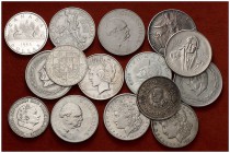 1890-1992. Lote de 18 monedas de distintos países, tamaño duro y 1/2 duro. La mayoría en plata. A examinar. MBC/S/C.