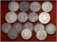 s. XIX-XX. Lote de 21 monedas tamaño duro de diferentes países. A examinar. MBC-/S/C.