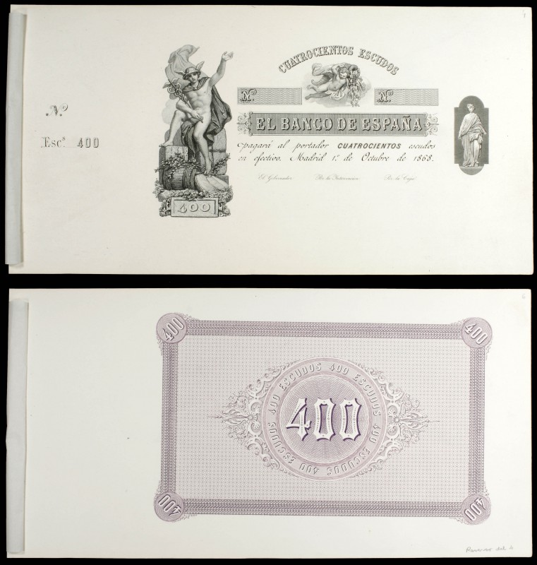 1868. 50, 100 y 400 escudos. (Ed. B18p, B19p y B20p) (Filabo 18p, 19p y 20p) (Ru...