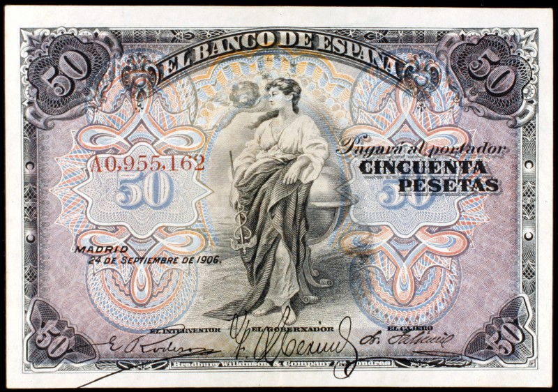 1906. 50 pesetas. (Ed. B99a). 24 de septiembre. MBC+.