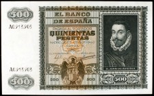 1940. 500 pesetas. (Ed. D40). 9 de enero, D. Juan de Austria. Lavado. Raro. (MBC).