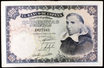 1946. 500 pesetas. (Ed. D53). 19 de febrero, Padre Vitoria. Lavado. Raro. (MBC).