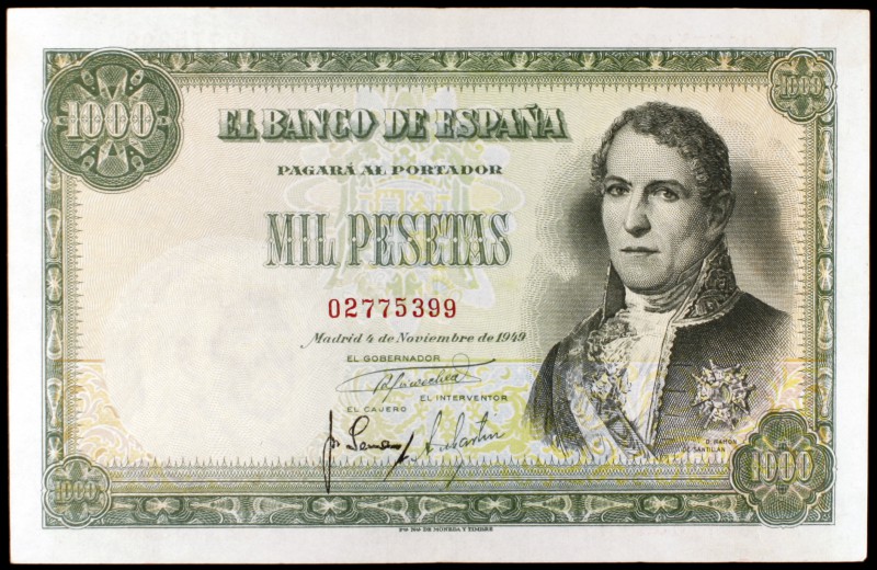 1949. 1000 pesetas. (Ed. D59). 4 de noviembre, Santillán. Dobleces, pero con apr...