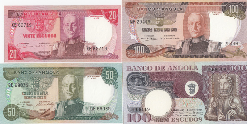 Angola 20, 50, 100 escudos 1972,73 (4)
UNC Pick 99-101,106