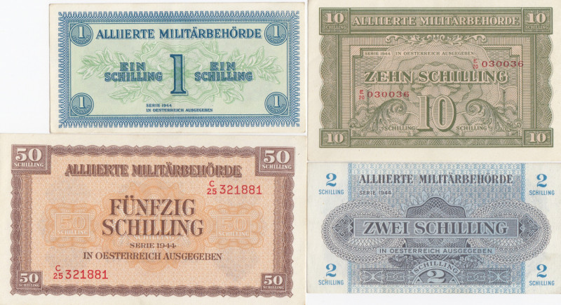 Autria 1, 2, 10, 50 Shillings 1944 (4)
AU Pick 103-109.
