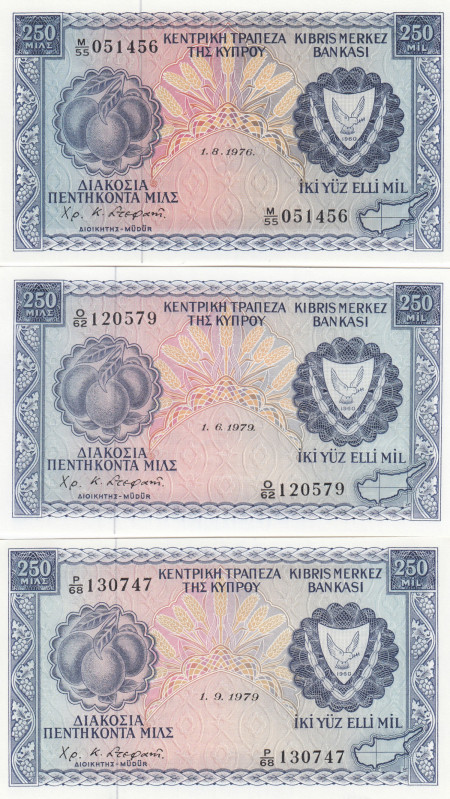 Cyprus 250 Mils 1976, 79 (3)
UNC Pick 41c.