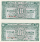Czehoslovakia 10 Korun 1945 + specimen (2)
UNC Pick 60a, 60s.