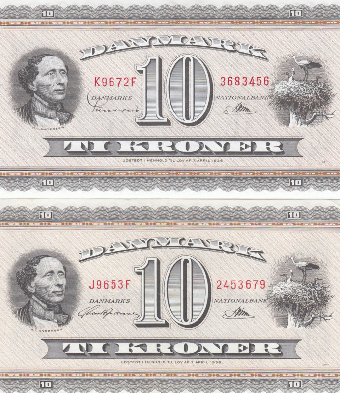 Denmark 10 Kroner 1965, 67 (2)
UNC Pick 44.