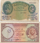 Egypt 50 Piastres 1951,57 (2)
F Pick 21e,29.