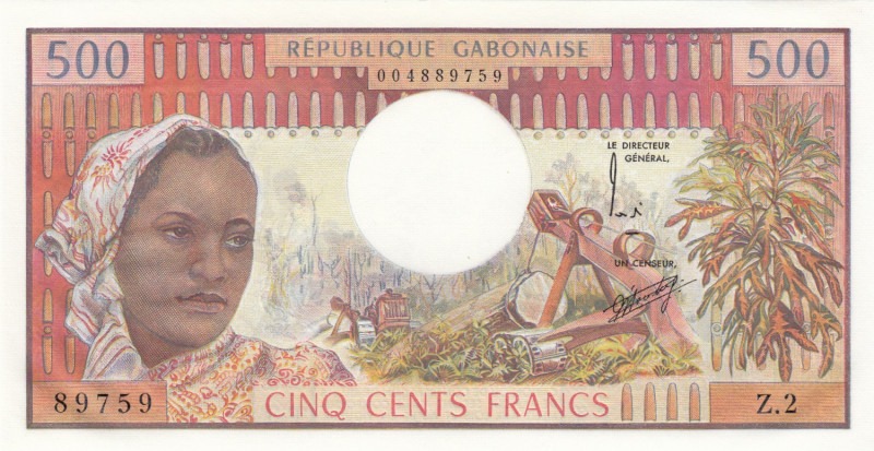 Gabon 500 Francs 1974
UNC Pick 2a.