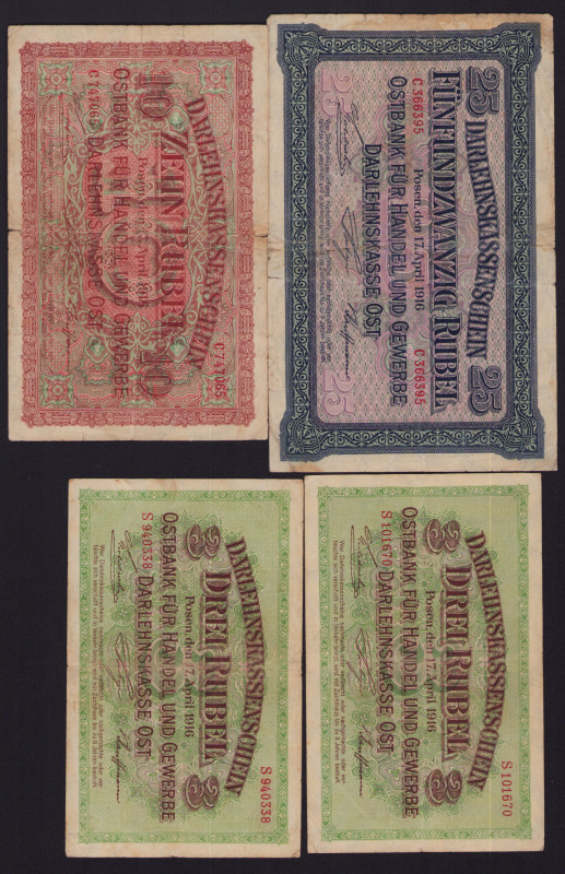 Lot of paper money: Germany, Posen 1916 (4)
Various condition. Sold as is, no re...