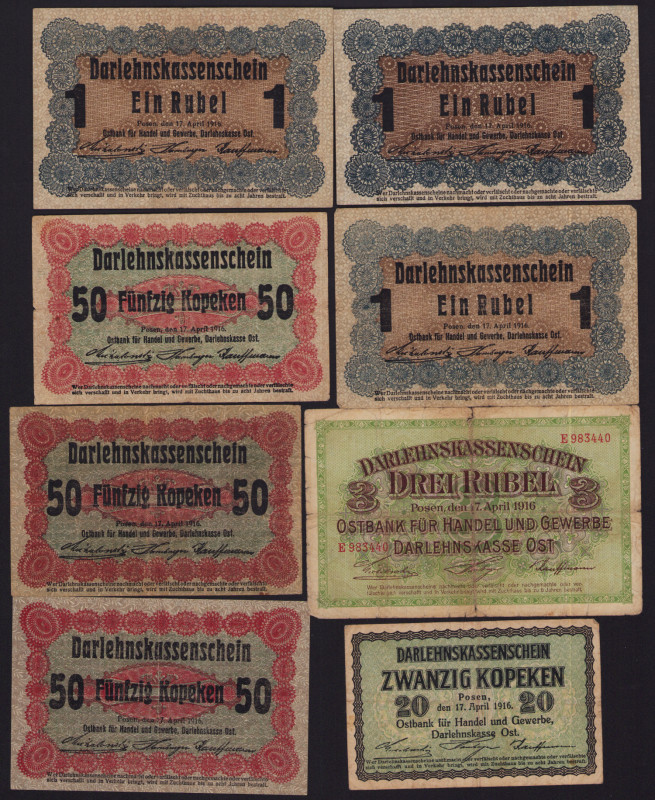 Lot of paper money: Germany, Posen 1916 (8)
Various condition. Sold as is, no re...