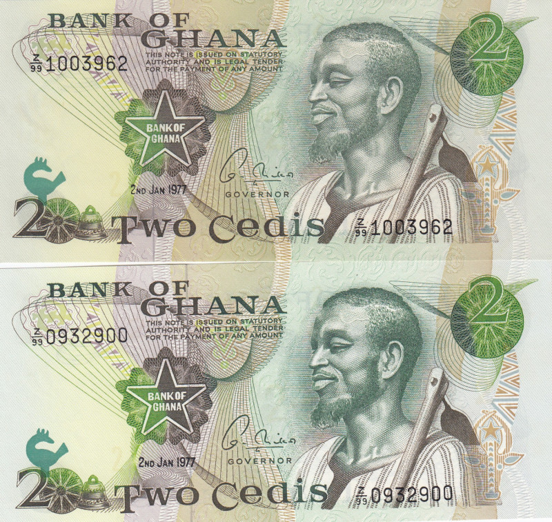 Ghana 2 cedis 1977 (2) replacements
UNC Pick 14*.