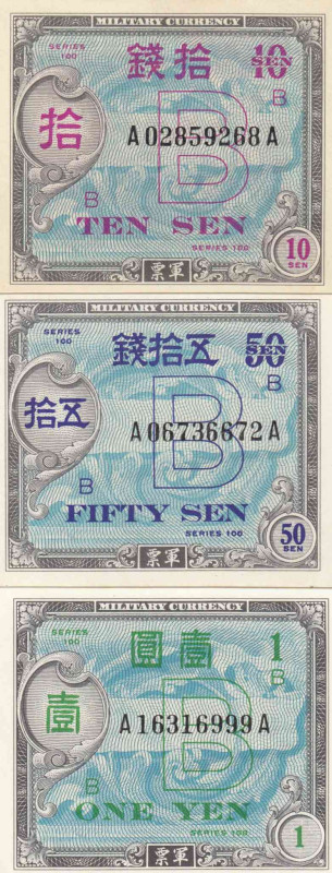 Japan 10, 50 Sen & 1 Yen 1945 (3)
UNC Pick 63,65,67a