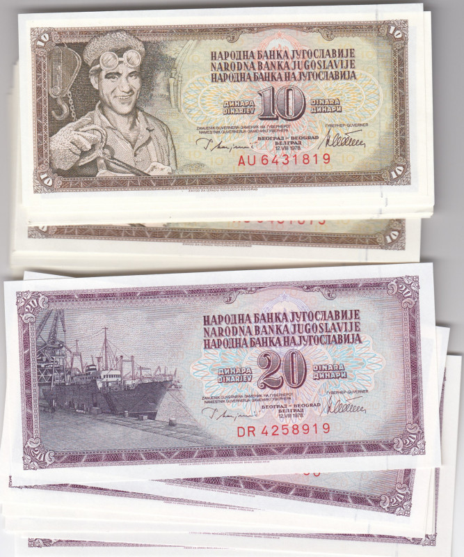 Yugoslavia 10 & 20 Dinar 1978 (67) 54 + 13
UNC Pick 87a, 88a