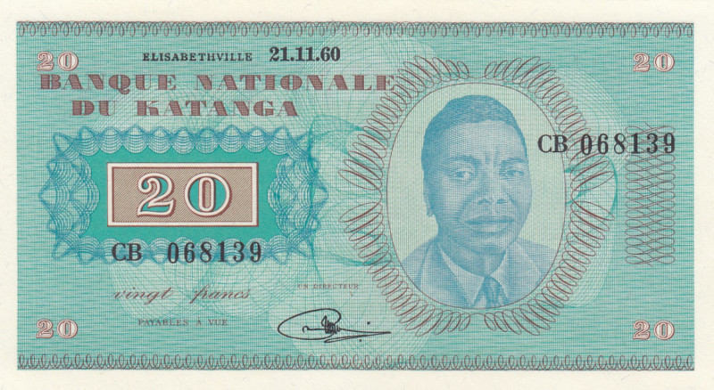 Katanga 20 Francs 1960
UNC Pick 6a