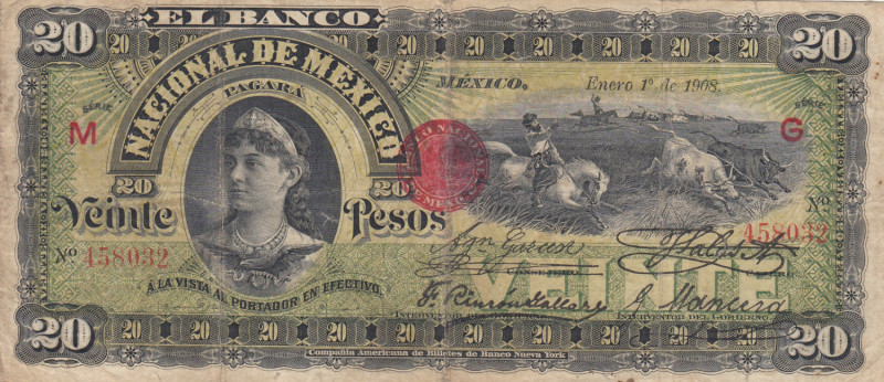 Mexico 20 Pesos 1908
VG Pick S259