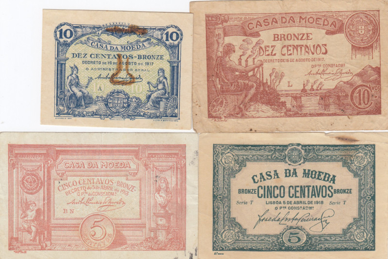 Portugal 5 & 10 Centavos 1917,18 (4) Casa da Moeda
Various