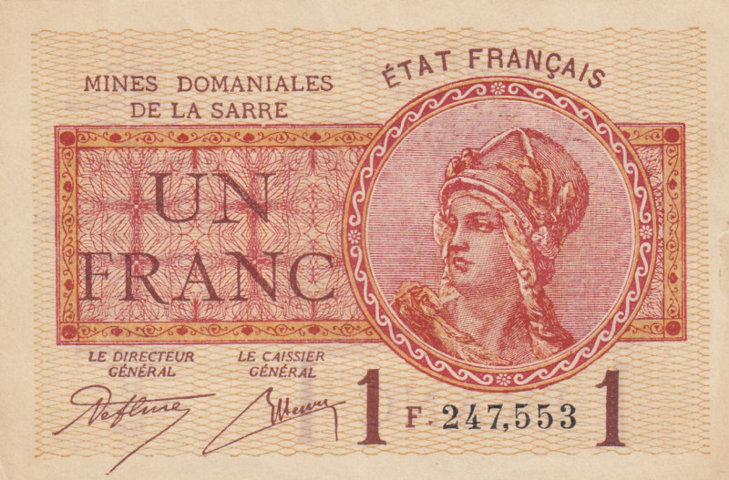 Saar 1 Franc 1919
VF+ Pick 2