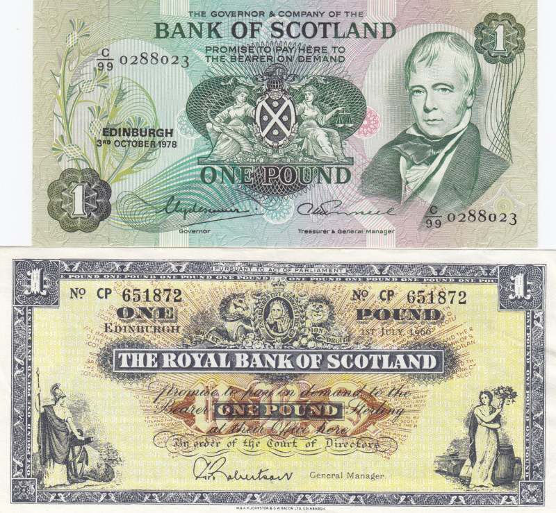 Scotland 1 Pound 1966, 1978 (2)
XF/UNC Pick 325b, 111c