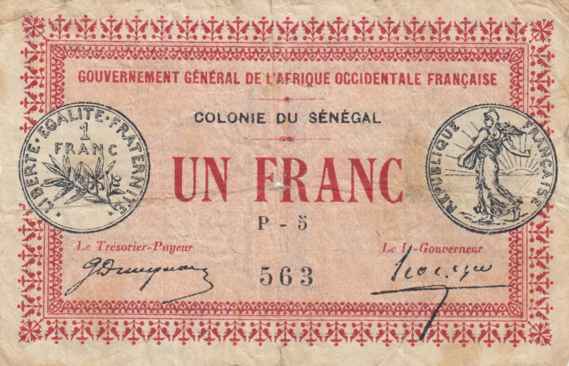 Senegal 1 Franc 1917
VG Pick 2b