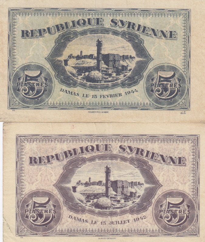 Syria 5 Piastres 1942,44 (2)
VF Pick 49,55