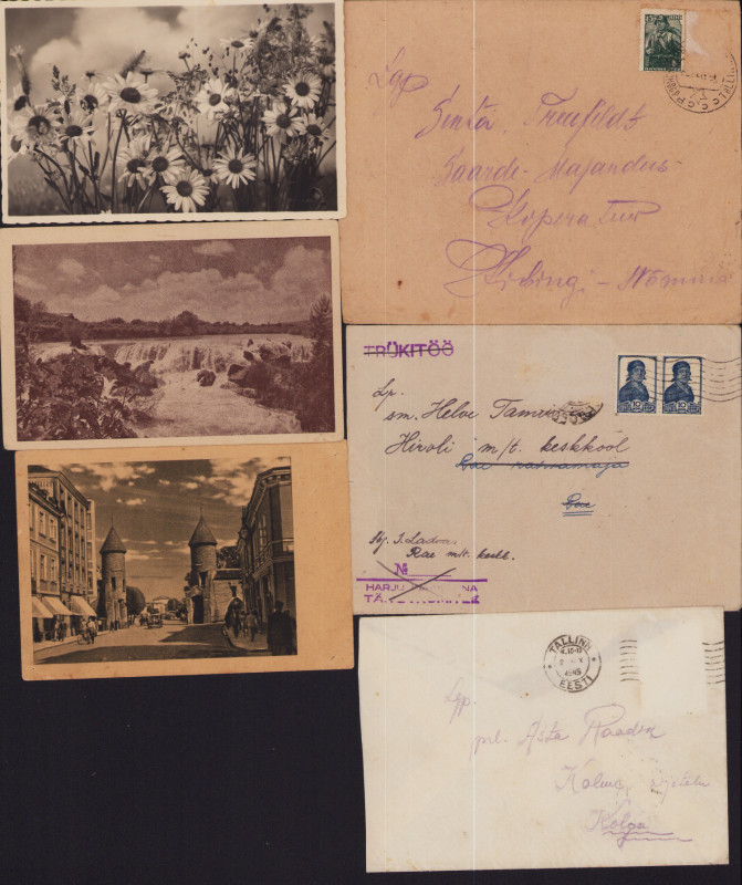 Estonia, Russia USSR - Group of envelopes & postcards - Military control 1944-19...